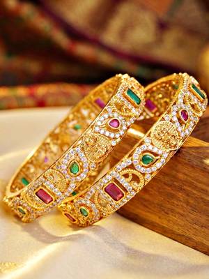 Gold floral twist ad bangle pink green 4