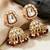Gold plated maroon kundan bridal & semi-bridal necklace set with tikka & nath