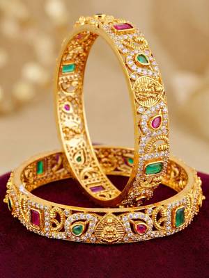 Gold floral twist ad bangle pink green 5