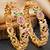 Gold laxmi temple floral ad bangle pink green