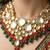18 kt gold plated red green kundan bridal & semi-bridal necklace set