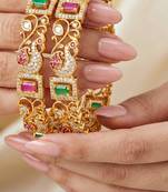 Gold ad paisley bangle pink green stone