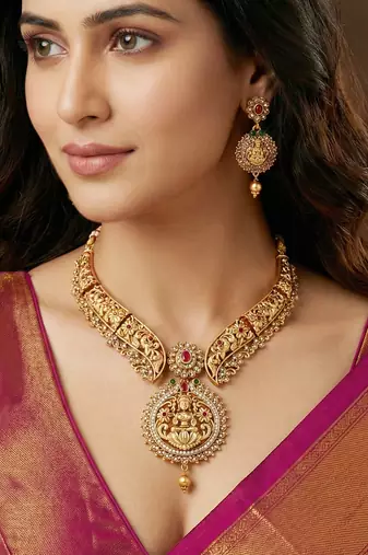 Traditional antique gold-tone temple jewellery