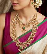 Exquisite ethnic gold plated choker and long necklace set