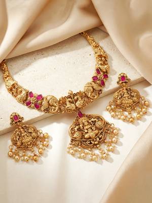 Traditional antique gold-tone temple jewellery 4