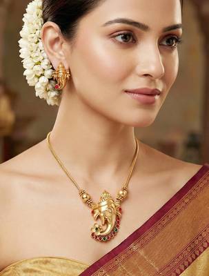Traditional gold-tone lord ganesha necklace 1
