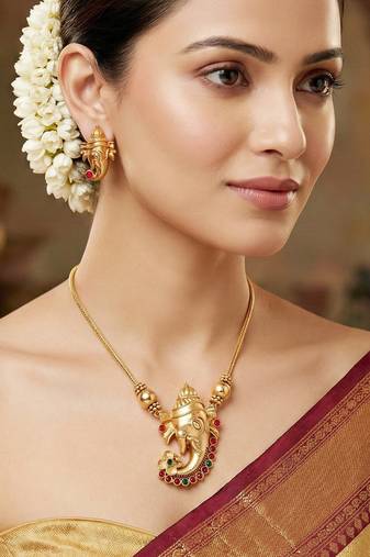 Traditional gold-tone lord ganesha necklace