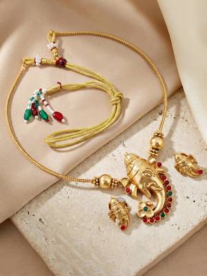 Traditional gold-tone lord ganesha necklace 2