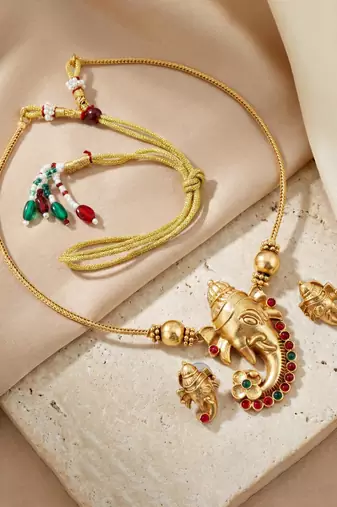 Traditional gold-tone lord ganesha necklace