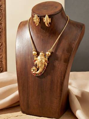 Traditional gold-tone lord ganesha necklace 4