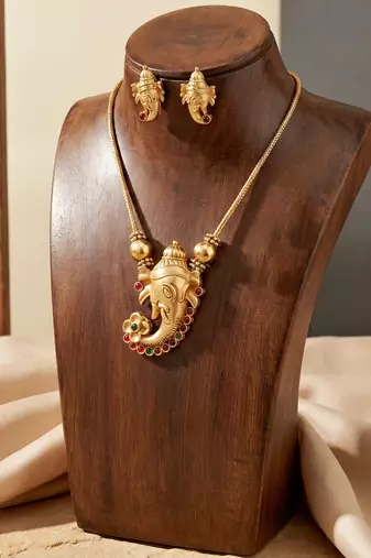 Traditional gold-tone lord ganesha necklace