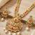Lucky jewellery gold-plated ruby & green color long traditional necklace set