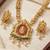 Lucky jewellery gold-plated ganesh idol temple ruby & green color necklace set