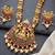 Lucky jewellery gold-plated laxmi idol temple ruby & green color necklace set