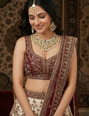 18 kt gold plated white kundan bridal & semi-bridal necklace set 3