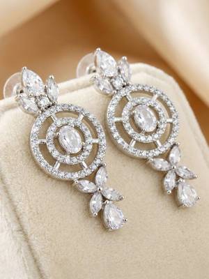 Silver white ad necklace set with earrings for office party wedding 5
