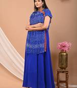Blue bandhej georgette dress