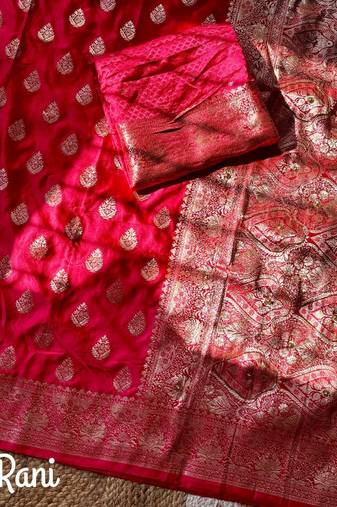 Red Color hand work khatli cutdana on pallu Silk Saree