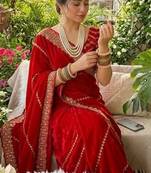 Red Color embroidery sequence work Silk Saree