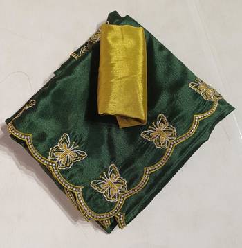 Gorgeous Chinon Saree With Amazing Zari Embroidery Border With And Contrast Blouse Piece 5