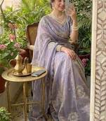 Light Purple Color embroidery beats work Silk Saree