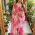 Pink Color digital prints flower and hand moti work Silk Saree