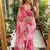 Pink Color digital prints flower and hand moti work Silk Saree