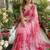 Pink Color digital prints flower and hand moti work Silk Saree