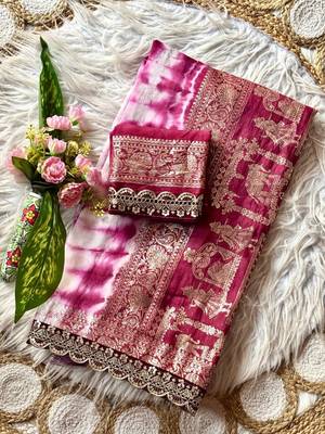 Wine Color zari weaving with embroidery work  viscose Saree 3