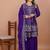 Purple georgette party wear embroidery sharara suit set