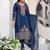 Navy blue georgette party wear embroidery suit set
