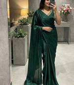 Green Color  hand embroidery beats work Silk Saree
