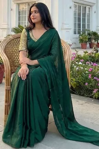 Green Color  hand embroidery beats work art silk saree