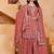 Peach   georgette party wear embroidery sharara suit set