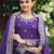 purple chinon silk party wear embroidery sharara suit