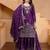 purple chinon silk party wear embroidery sharara suit