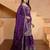 purple chinon silk party wear embroidery sharara suit
