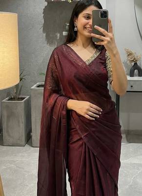 Maroon Color  hand embroidery beats work art silk saree 1