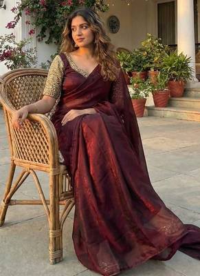Maroon Color  hand embroidery beats work art silk saree 2