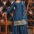 Navy blue chinon silk party wear embroidery suit set