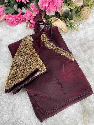 Maroon Color  hand embroidery beats work art silk saree 4