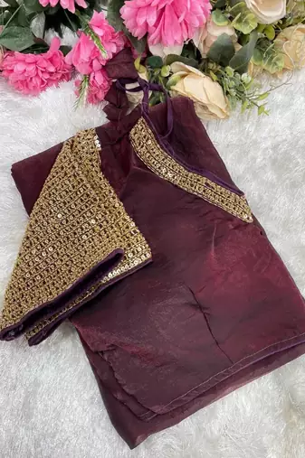 Maroon Color  hand embroidery beats work art silk saree