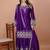 purple chinon silk party wear embroidery sharara suit