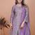 Light purple chinon silk party wear embroidery sharara suit