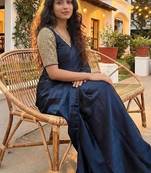 Neavy Blue Color  hand embroidery beats work Silk Saree