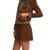Women brown studded lambskin leather look jacket with front zip closure