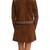 Women brown studded lambskin leather look jacket with front zip closure
