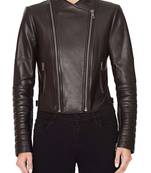Women's lambskin leather jacket embroidered leather biker jacket
