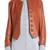 Women's lambskin leather jacket crew neck and button closure