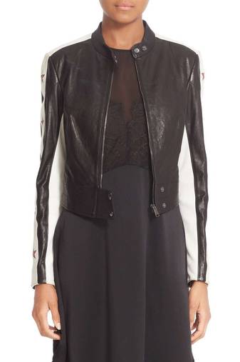 Women's lambskin leather jacket black real leather zipper jacket